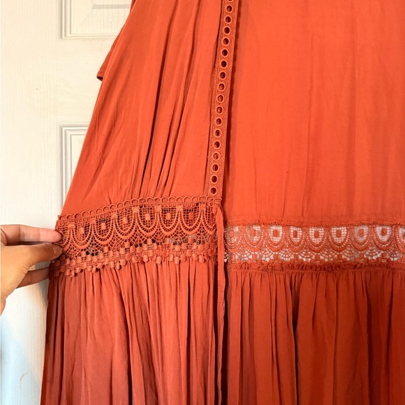 Torrid Terracotta Maxi Cardigan/Coverup with Lace Accents - Picture 4 of 5